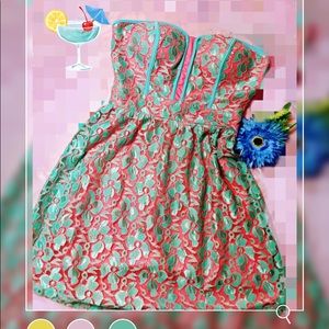 Ruby Rox summer dress, floral lace, tube dress/top